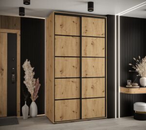 Cannes IV Sliding Door Wardrobe 140cm - front view with the doors closed