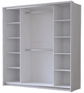 Aurelia Hinged Door Wardrobe 206cm in Silk - front view with the doors closed