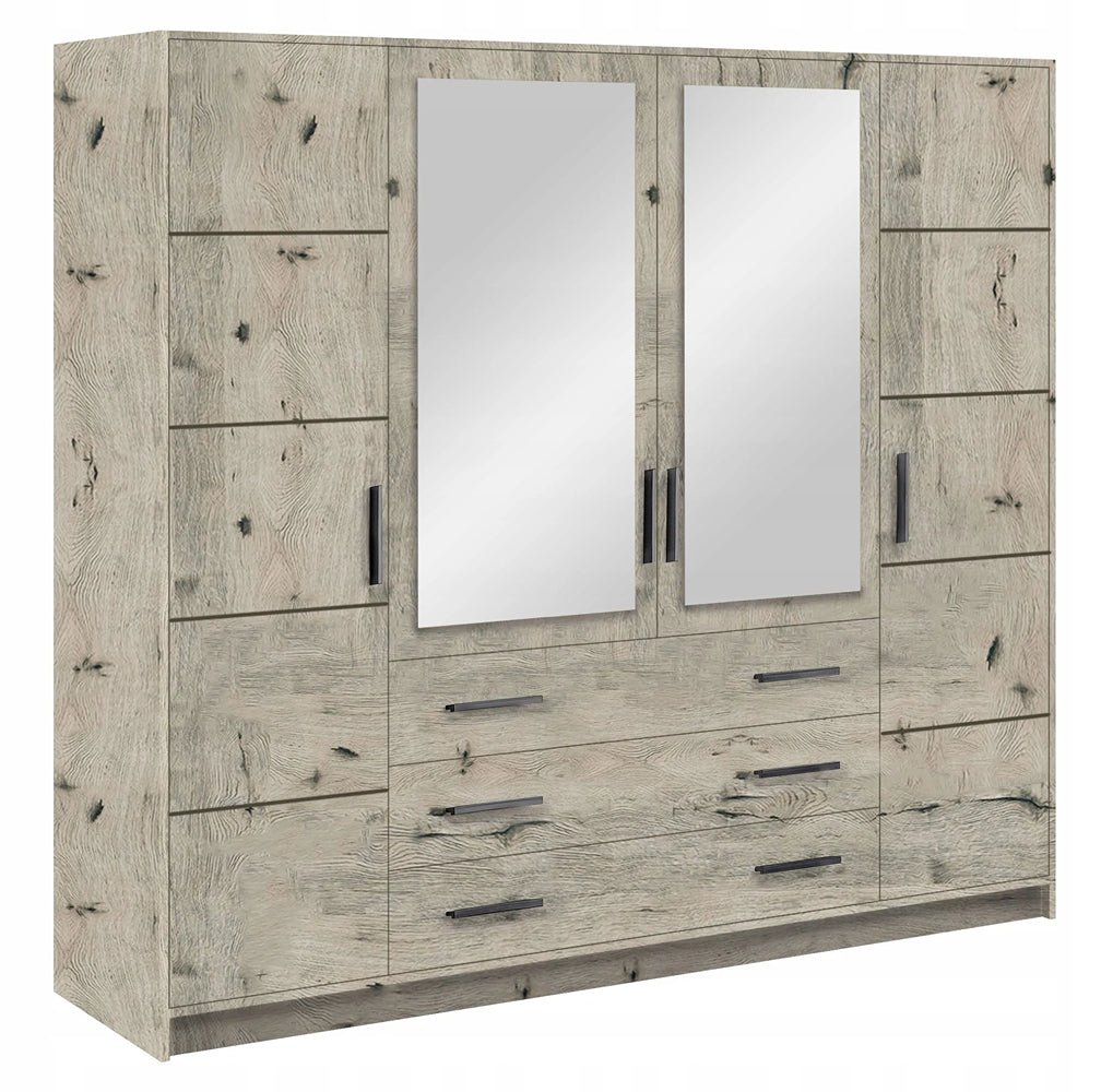 Bali 240cm wardrobe in rustic Oak Wellington on a white background