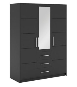 Bali 3 door wardrobe in Graphite Matt on a white background, angled view