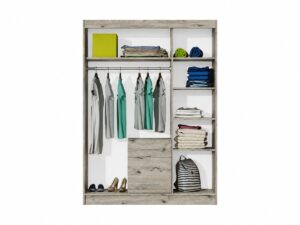 Interior layout of the Oak Wellington Bali 3 door wardrobe with the doors removed