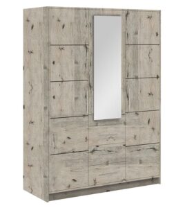 Bali 3 door wardrobe in Oak Wellington with a knotted rustic grain, on a white background