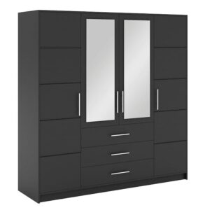 Bali 4 door wardrobe in Graphite Matt on a white background, angled view
