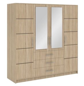 Bali 4 door wardrobe in Oak Sonoma on a white background