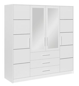 Bali 4 door wardrobe in White Matt on a white background with grooved outer doors