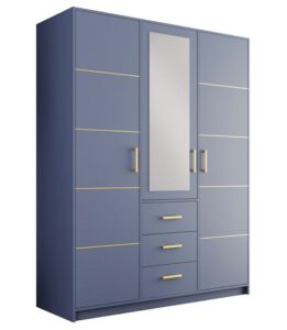 Bali II 3 door wardrobe in Dull Blue on a white background