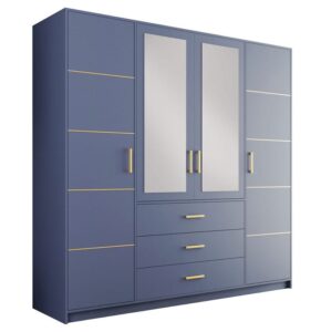 Bali II 4 door wardrobe in Dull Blue on a white background