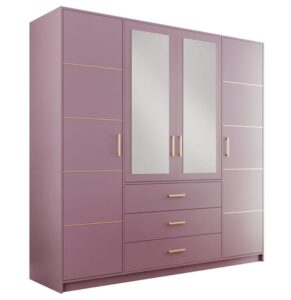 Bali II 4 door wardrobe in Plum on a white background