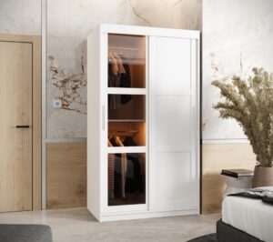 Parma III Sliding Door Wardrobe 100cm - interior layout with the doors open
