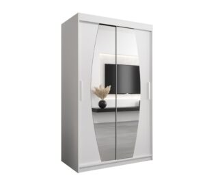Elypse Sliding Door Wardrobe 120cm - shown in a bedroom setting, 120cm wide