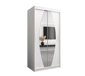 Elypse Sliding Door Wardrobe 100cm - shown in a bedroom setting, 100cm wide
