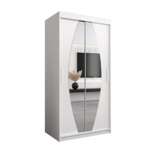 Elypse Sliding Door Wardrobe 100cm - shown in a bedroom setting, 100cm wide