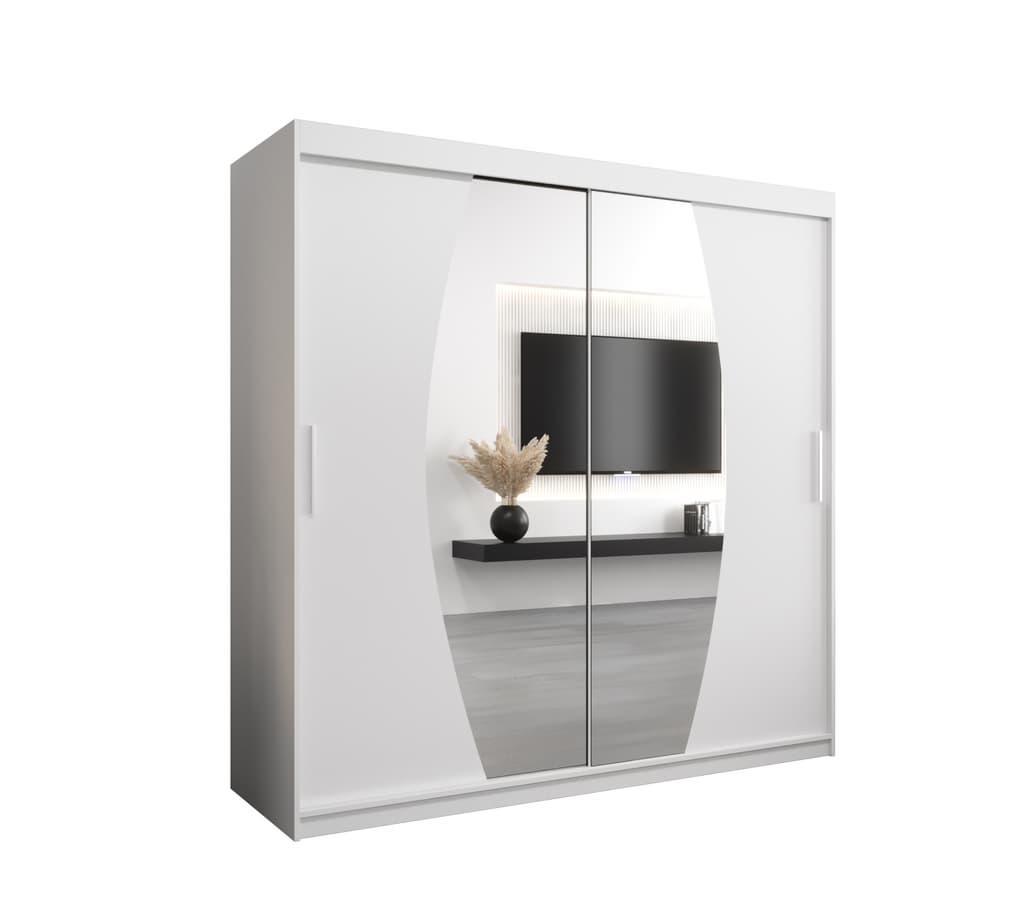 Elypse Sliding Door Wardrobe 200cm - shown in a bedroom setting, 200cm wide