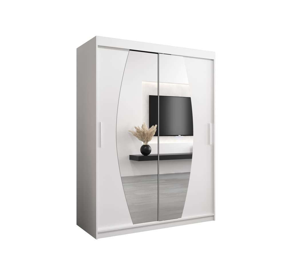Elypse Sliding Door Wardrobe 150cm - shown in a bedroom setting, 150cm wide