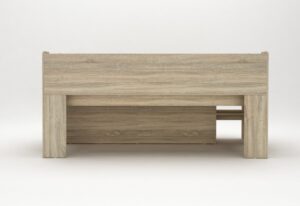 Rear view of the Kudl oak storage mid sleeper showing the solid back panel