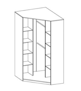 Pok PO-01 Corner Wardrobe, shown at an angle — Arte-N kids wardrobe