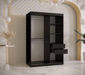 Ramiro II Sliding Door Wardrobe 120cm - close detail of the door finish and handle