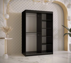 Ramiro II Sliding Door Wardrobe 120cm - interior layout with the doors open