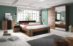 Beta Sliding Door Mirrored Wardrobe in Oak Monastery - additional product view