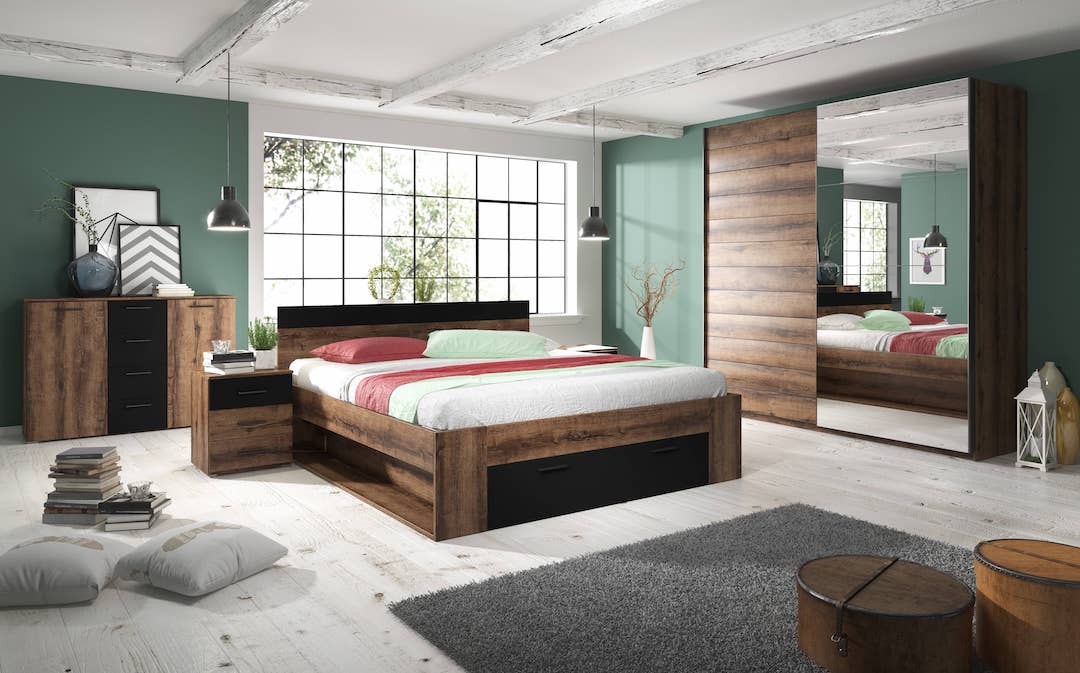 Beta Sliding Door Mirrored Wardrobe in Oak Monastery - additional product view