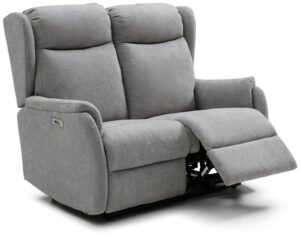 Fletcher recliner sofa in Zeus Grey with the right-hand seat reclined and the left seat upright