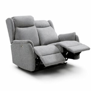 Fletcher 2 seater recliner sofa in Zeus Grey with both seats fully reclined