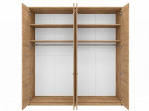 Oak Wild Genua 4 door wardrobe with all doors open