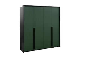 Genua 210cm four door wardrobe in Bottle Green, angled view