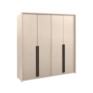 Genua 210cm four door wardrobe in Sand Beige, angled view