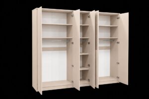 Sand Beige Genua wardrobe with all five doors open showing the interior