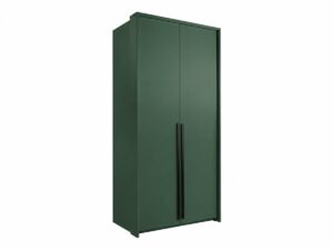 Genua 105cm wardrobe in Bottle Green with black frame, angled view