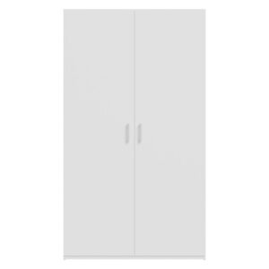 Home Nook 2 Door Hinged Wardrobe 120cm front view, doors closed, White