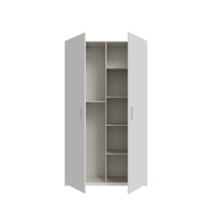 Home Nook 2 Door Hinged Wardrobe 120cm doors open showing the two-tier hanging bay, White