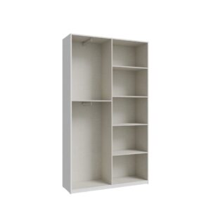 Home Nook 2 Door Hinged Wardrobe 120cm empty interior showing two hanging tiers and five shelf compartments, White