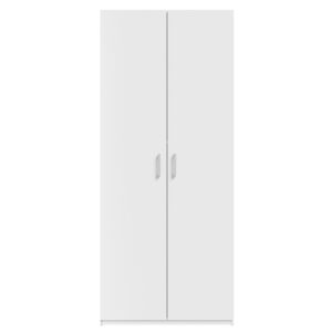 Home Nook 2 Door Hinged Wardrobe 89cm front view, doors closed, White