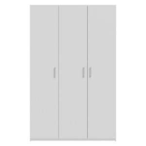 Home Nook 3 Door Hinged Wardrobe 133cm front view, three doors closed, White