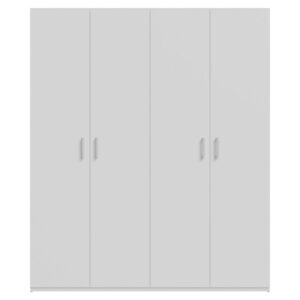 Home Nook 4 Door Hinged Wardrobe 178cm front view, four doors closed, White