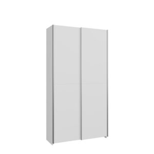 Home Nook Slim Sliding Door Wardrobe 100cm angled view, doors closed, White