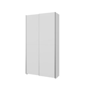Home Nook Slim Sliding Door Wardrobe 100cm side angle, doors closed, White