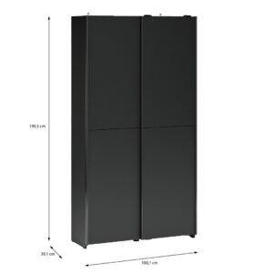 Home Nook Slim Sliding Door Wardrobe 100cm dimensions 100.1cm x 39.1cm x 190.5cm, Black Matt