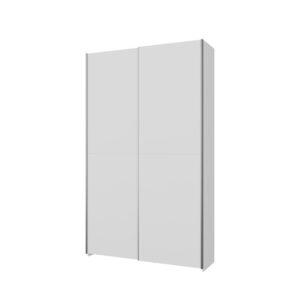 Home Nook Slim Sliding Door Wardrobe 120cm side angle, doors closed, White