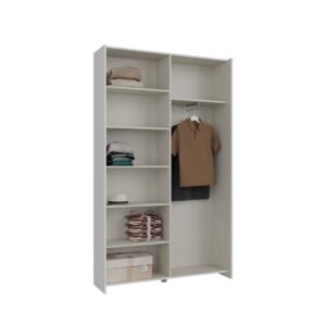 Home Nook Slim Sliding Door Wardrobe 120cm interior styled with folded clothes and hanging shirt