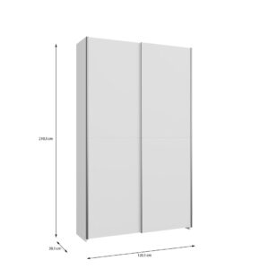 Home Nook Slim Sliding Door Wardrobe 120cm dimensions 120.1cm wide, 39.1cm deep, 210.5cm high, White