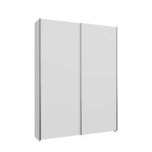 Home Nook Slim Sliding Door Wardrobe 150cm angled view from the other side, doors closed, White