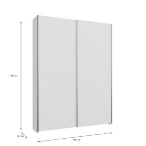 Home Nook Slim Sliding Door Wardrobe 150cm dimensions 150.1cm wide, 39.1cm deep, 210cm high, White