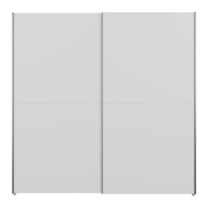 Home Nook Slim Sliding Door Wardrobe 200cm front view, doors closed, White