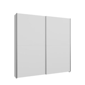 Home Nook Slim Sliding Door Wardrobe 200cm angled view, doors closed, White