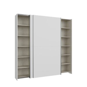 Home Nook Slim Sliding Door Wardrobe 200cm angled view with doors slid apart, White