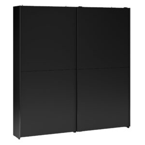 Home Nook Slim Sliding Door Wardrobe 200cm angled view, doors closed, Black Matt