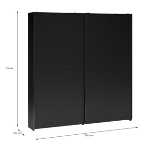 Home Nook Slim Sliding Door Wardrobe 200cm dimensions 200.1cm x 39.1cm x 210cm, Black Matt